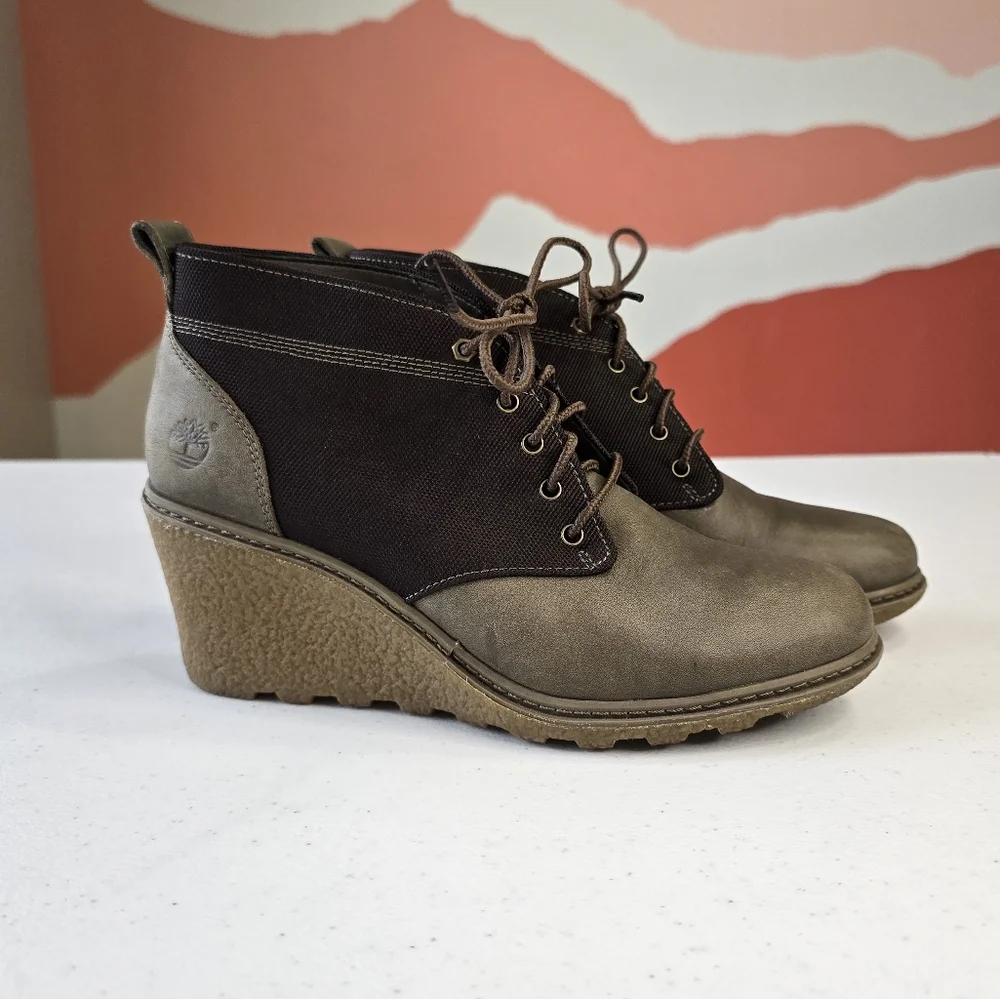 Timberland Earthkeepers Amston Wedge Ankle Boots‎ Gray Black Women 7